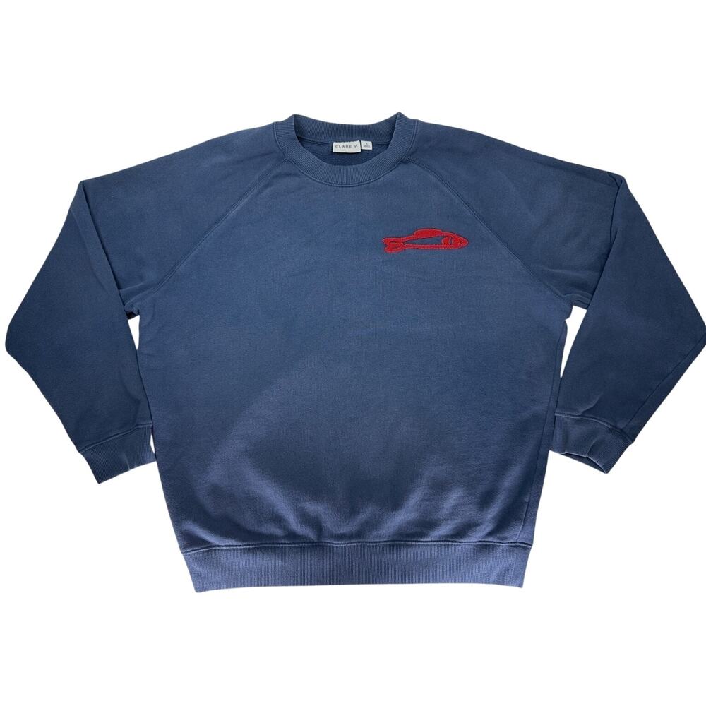 Clare V. Embroidered Sardine Liberez Les Sardines Oversized Graphic Sweatshirt L